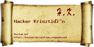 Hacker Krisztián névjegykártya